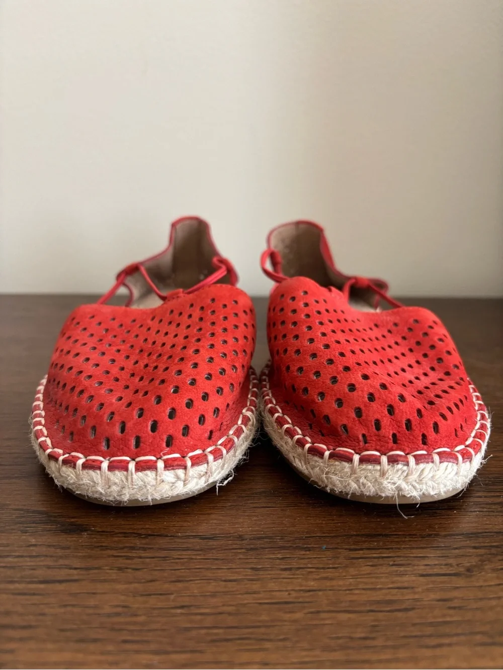 Eileen Fisher Chili Red Lee 2 Perforated Espadrilles Sz 8.5